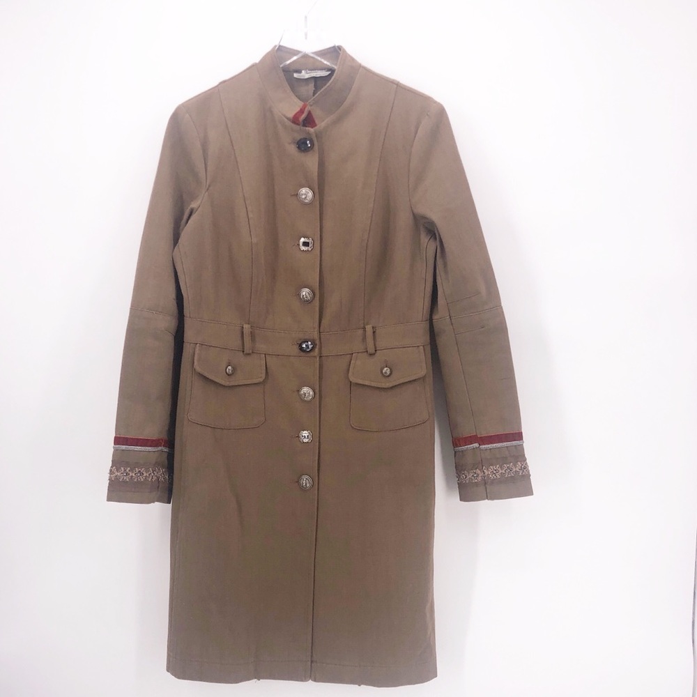 Rinascimento Long Brown Coat Mismatched Buttons